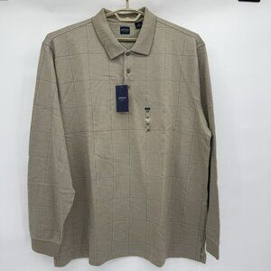 NWT ARROW Mens Long Sleeve Polo Size 2XLT Silver Sage Knit Soft Finish Classic